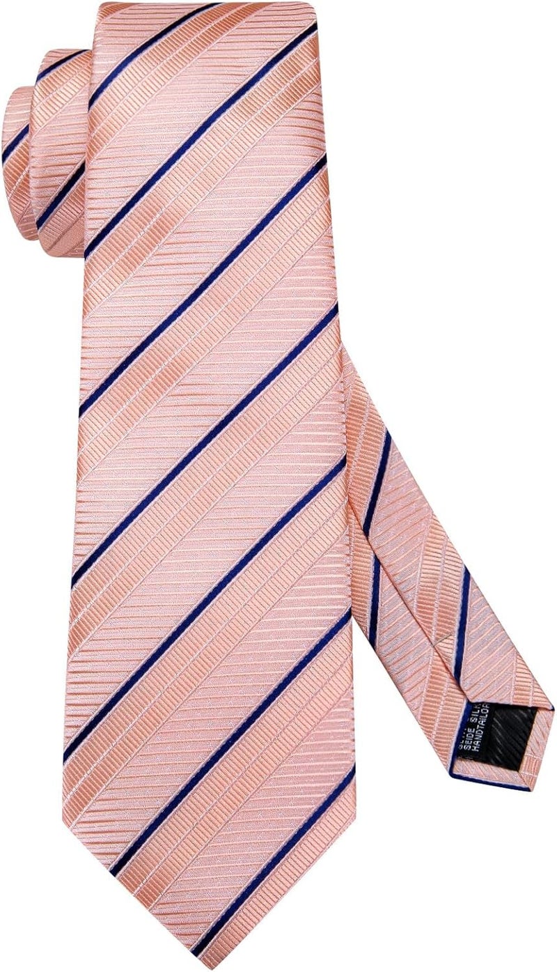 Dubulle Mens Tie Set Solid Paisley Silk Striped Necktie for Men with Cufflinks Tie and Pocket Square - Image 3